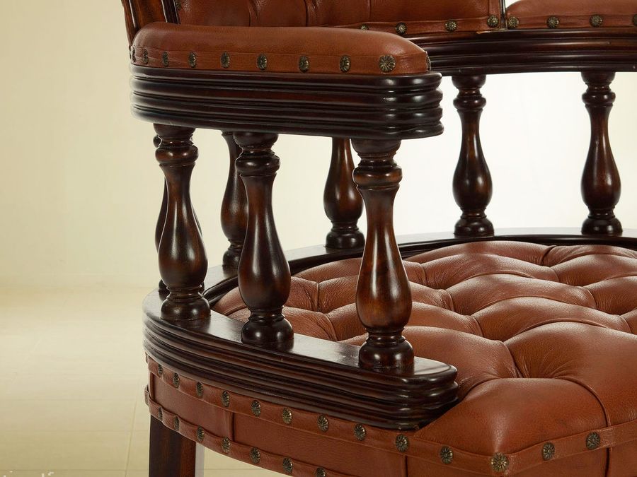 Leather upholstery arm rest detail