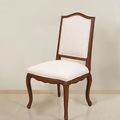 Louis XV Dining armchair mahogany wood frame white canvas fabric seat and backrest upholstery