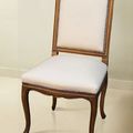 Louis XV Dining armchair mahogany wood frame cream fabric seat and backrest upholstery