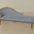 Louis XV chaise longue mahogany upholstered with blue fabric