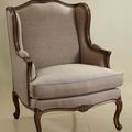 Louis Philippe bergere wings flower cresting backrest rails upholstered with white canvas