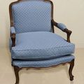 Luis XV armchair extra seat cushion blue fabric