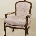 Louis XV Cabriolet mahogany wood frame classic print upholstery