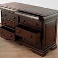 Dovetailed drawers of Louis XV dresser pulled out