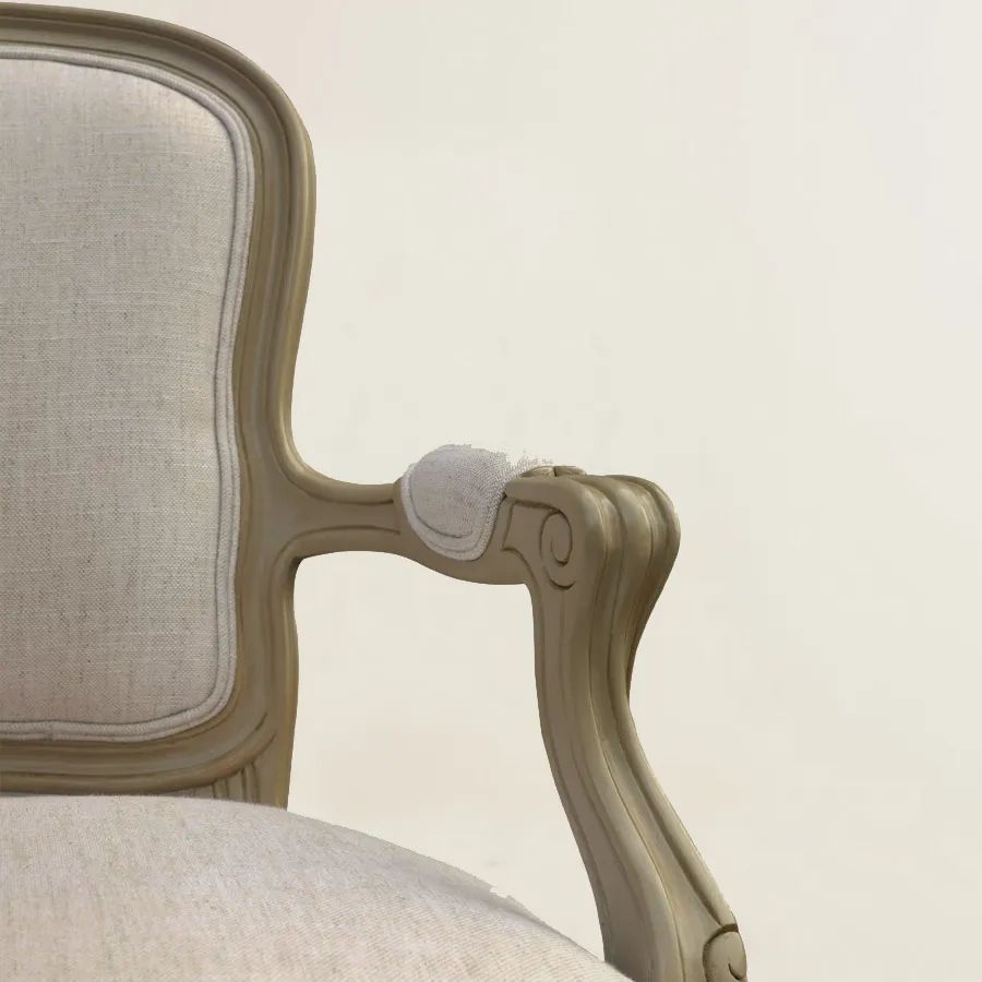 Louis XV Balloon back armchair arm rest detail
