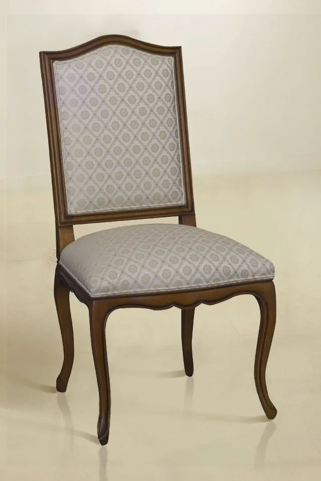 Louis XV Dining armchair mahogany wood frame flower pattern fabric seat and backrest upholstery