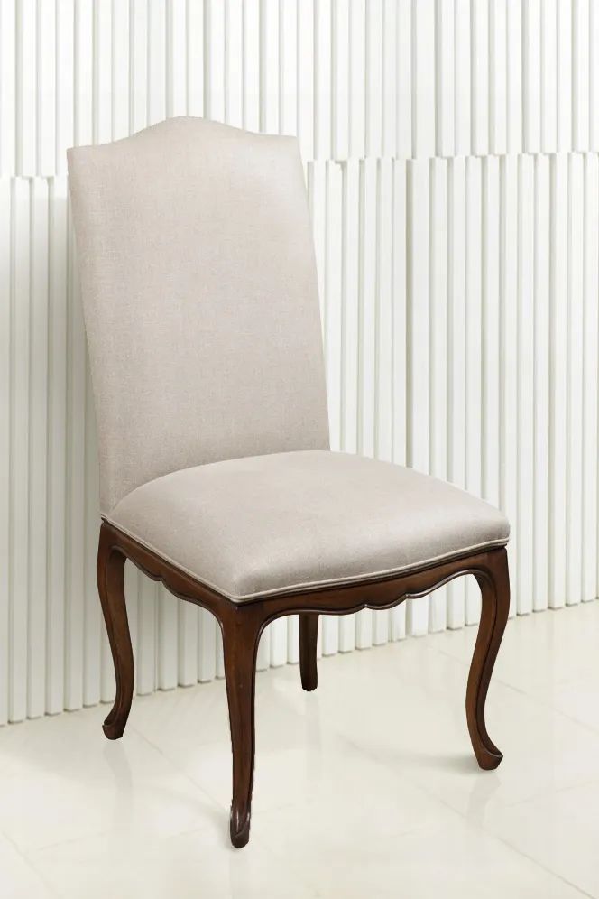 Louis XV Dining armchair mahogany wood frame fully upholstered backrest