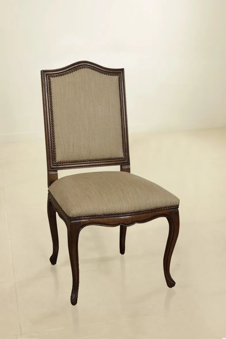 Louis XV Dining armchair mahogany wood frame regency fabric seat and backrest upholstery