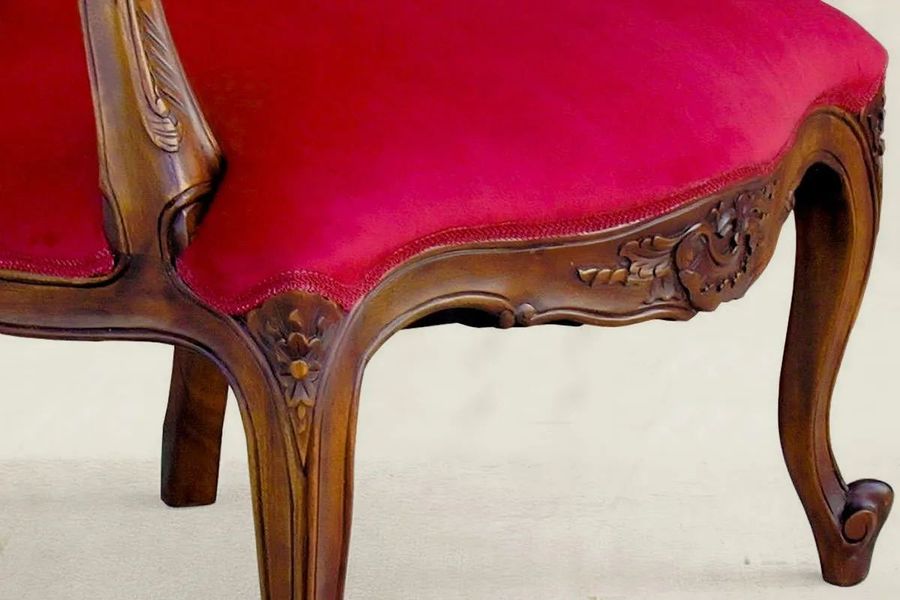 Wood carving detail on the wood frame