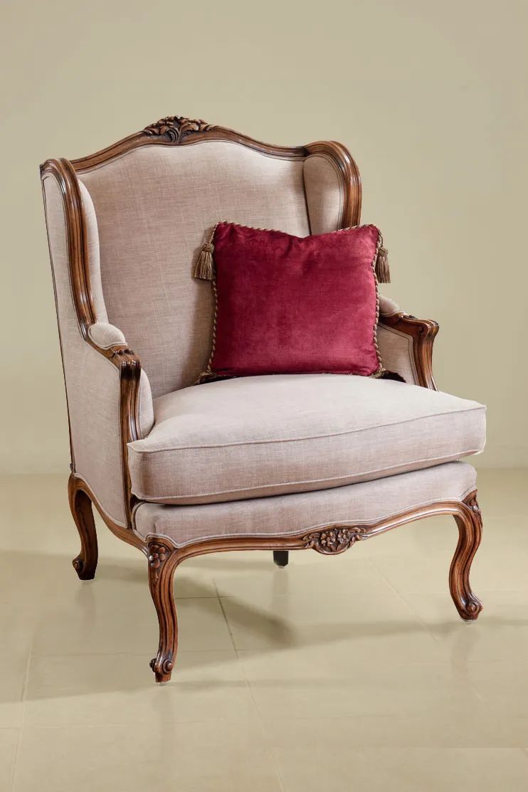 Louis Philippebergere wings flower cresting backrest rails upholstered with white canvas