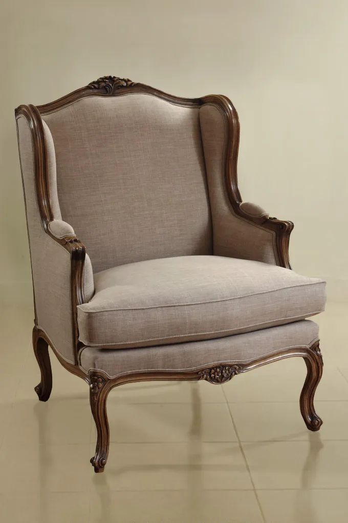 Louis Philippe bergere wings flower cresting backrest rails upholstered with white canvas