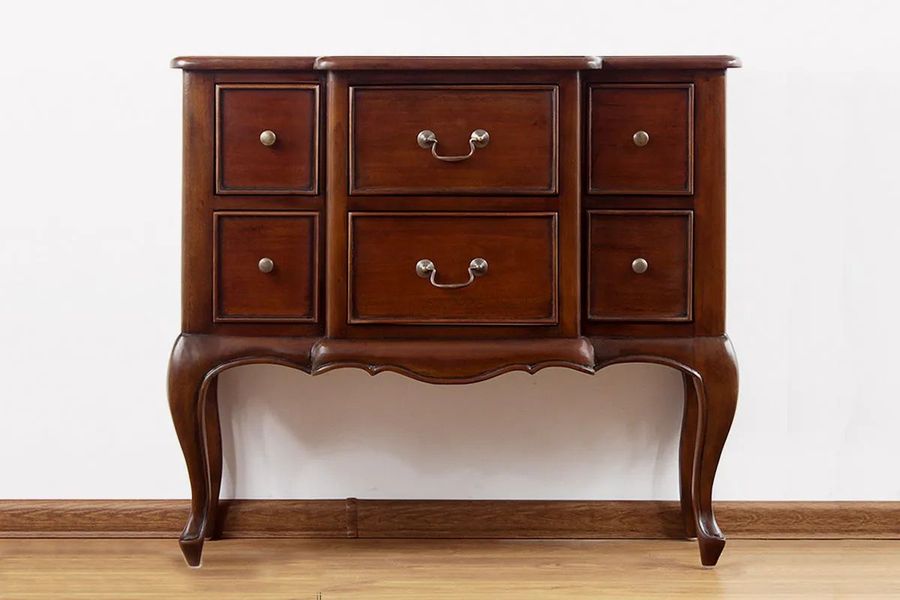 Louis XV breakfront dresser front side detailed view