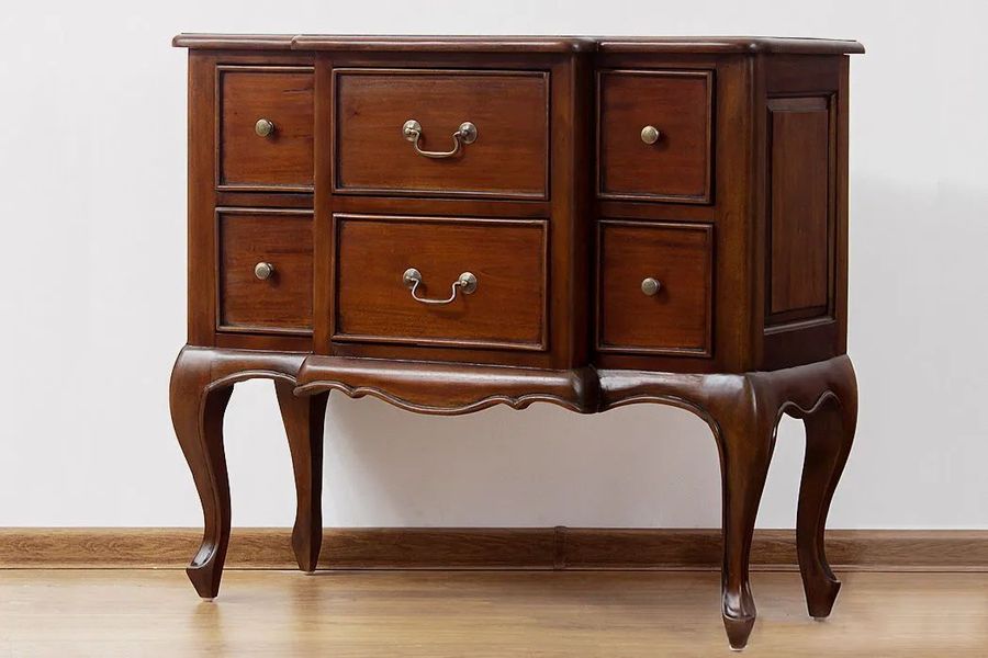 Louis XV breakfront dresser solid brass drawer pulls