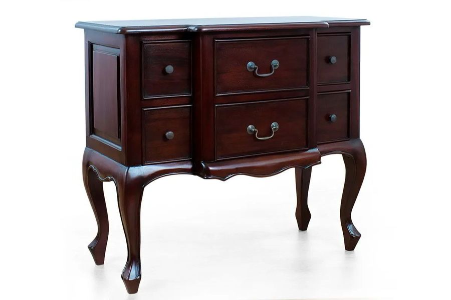 Louis XV breakfront dresser dark brown stain