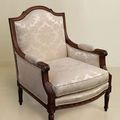 Dark brown finishes Louis XVI empire bergere mahogany wood frame