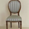 Silver stripes blue fabric Louis XVI Medaillon chair 