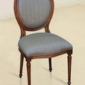 Louis XVI Medaillon chair stripes fabric upholstery mahogany frame