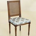 Louis XVI turning legs dining armchair flower pattern fabric seat rattan backrest