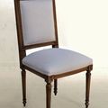 Louis XVI turning legs dining armchair cream fabric seat and back upholstery