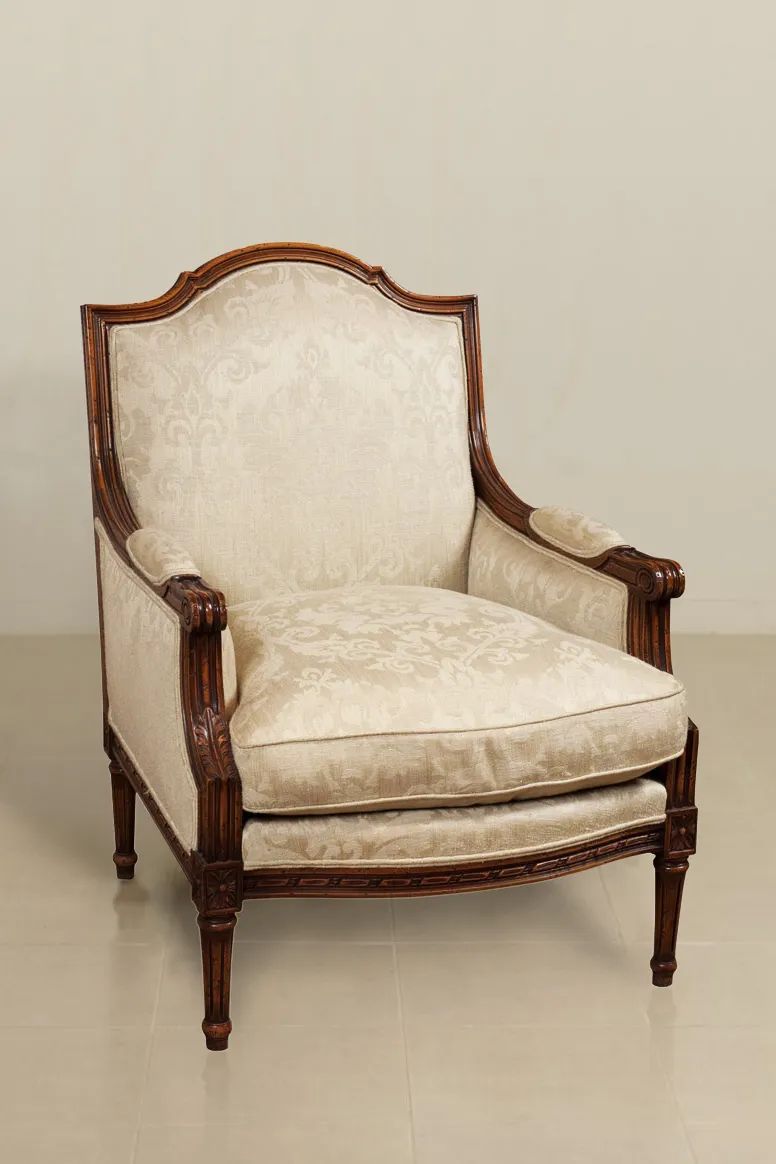 Louis XVI empire bergere mahogany wood frame