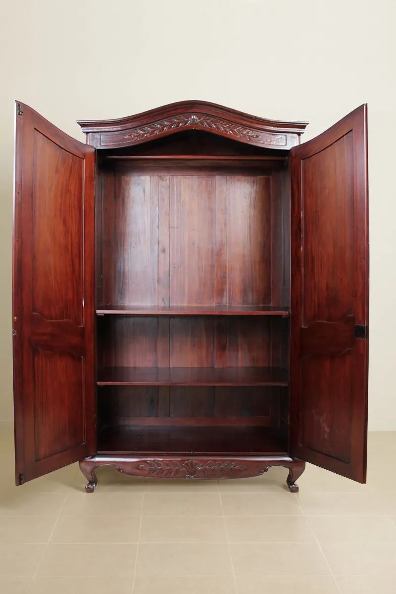 Compartment detailed view of the French classic bonnet top armoire 