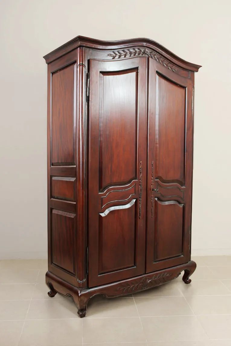 French classic bonnet top armoire provincial rice carving