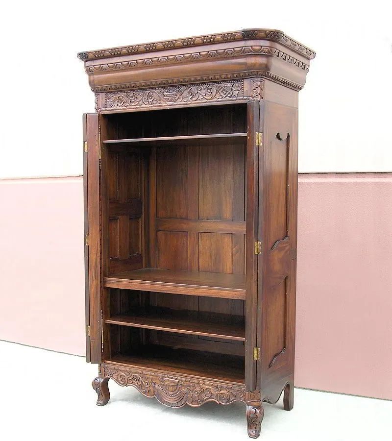 Provincial carving armoire inner shelves