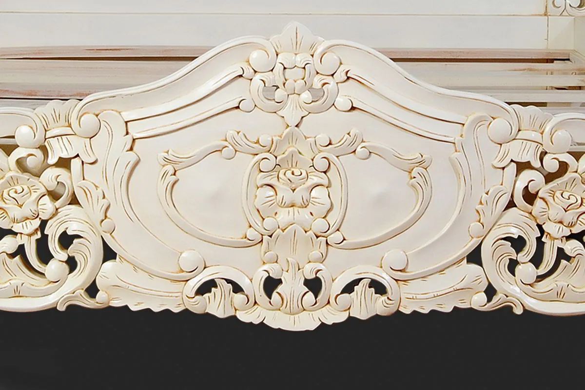 French white painted wood carving