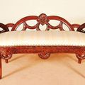 Red mahogany finishes Rococo bedroom bench