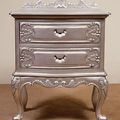 Silver leaf gilt Rococo nightstand 2 drawers