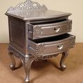 Rococo nightstand 2 drawers silver leaf gilt detail