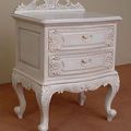 White painted Rococo nightstand 2 drawers
