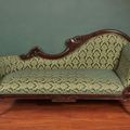 Rococo rose carving single ended sofa green flower fabric seat and backrest