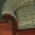 Left end detail of green flower fabric rococo sofa