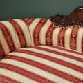 Seat detail of the stripes fabric rococo sofa