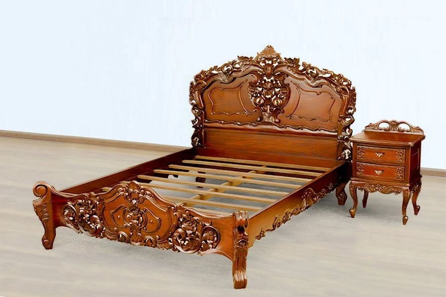 Rococo bed mahogany wood
