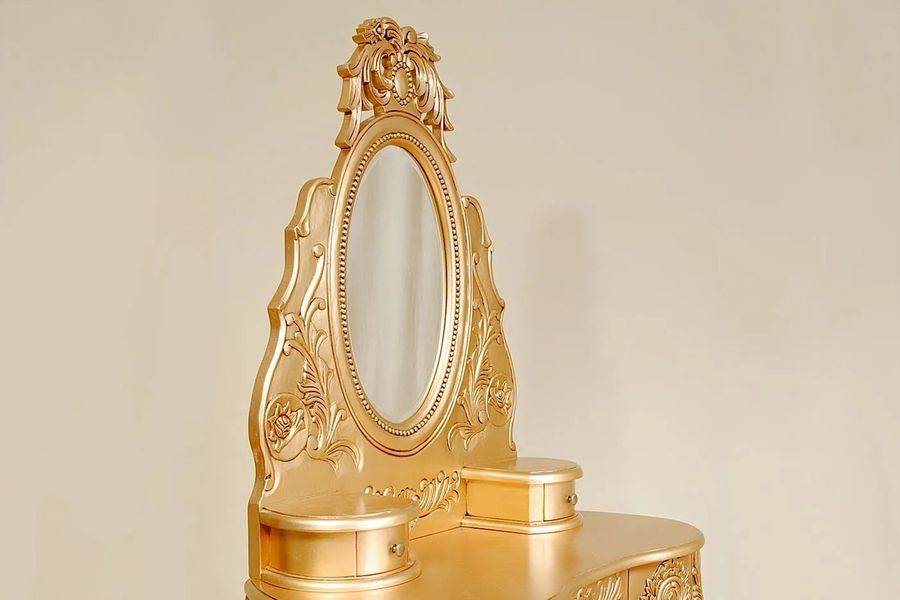 Mirror frame carving detail of Rococo carving bedroom vanity