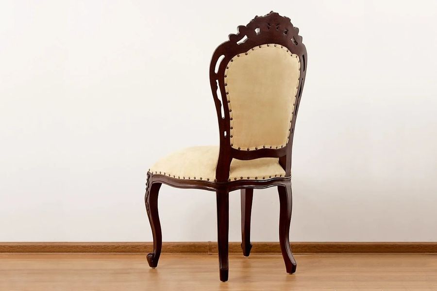 Rococo carving backrest wood frame back side detailed view