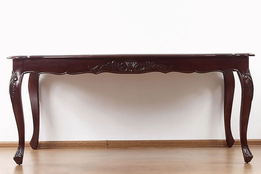 Rococo carving rectangular dining table front view