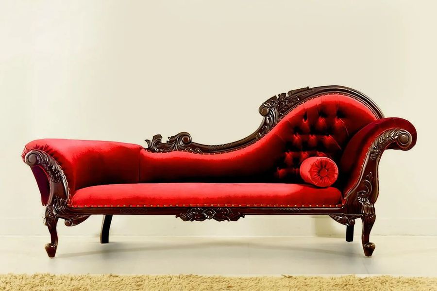 Front side detailed view of Rococo rose carving sofa
