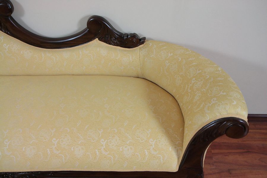 Right end detail of Rococo cream fabric sofa