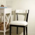Hosea simple dining chair black painted wood frame white fabric seat