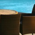  synthetic wicker armchair and round table