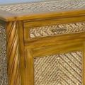Mahogany wood buffet rattan top leaf detail