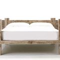 Reclaimed wood platform bed footboard detail