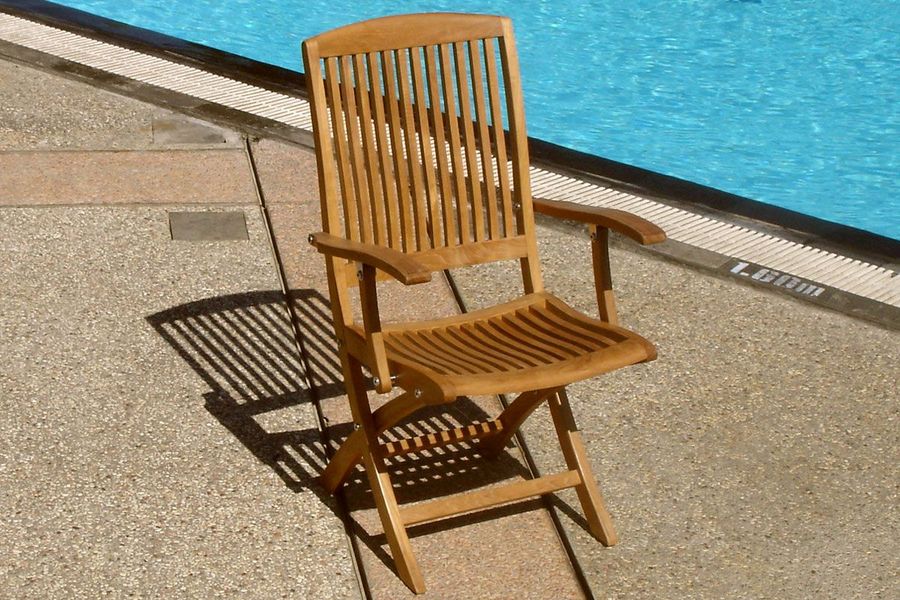 Teak folding armchair
