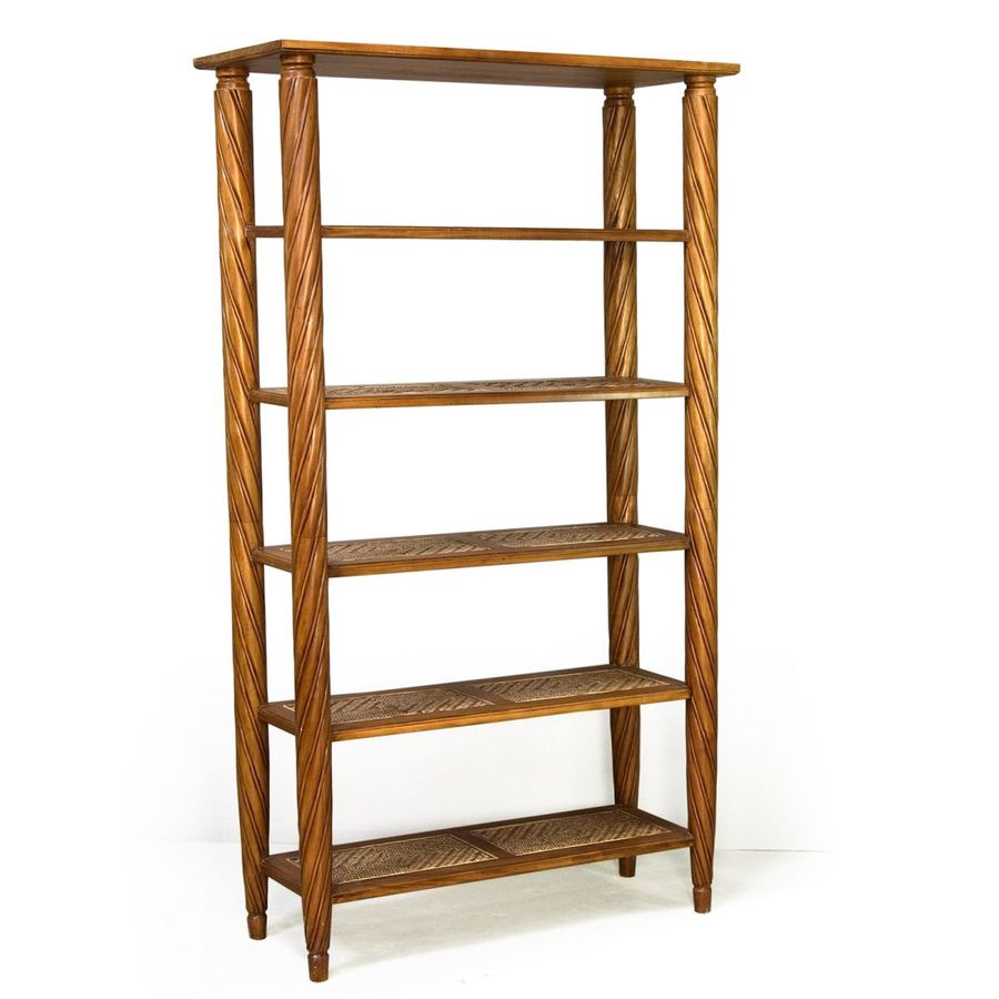 Mahogany rattan bookshelf