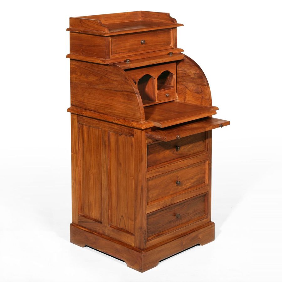 Teak wood small cahier desk tray pulled out