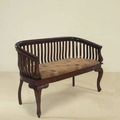 Barrel chair teak wood upholstered seat