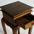 Teak wood accent table 1 drawer pulled out